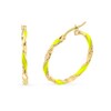 Thumbnail Image 1 of Yellow Enamel Ribbon Twist Hoop Earrings in 14K Gold