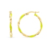 Thumbnail Image 2 of Yellow Enamel Ribbon Twist Hoop Earrings in 14K Gold