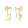 Thumbnail Image 1 of Horizontal Bar with Paper Clip and Bead Chain Drop Front/Back Earrings in 14K Gold