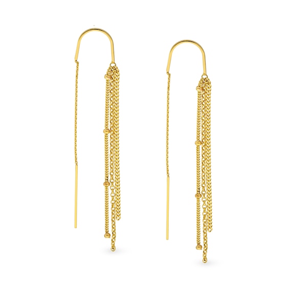 Multi Chain Threader Drop Earrings in 14K Gold