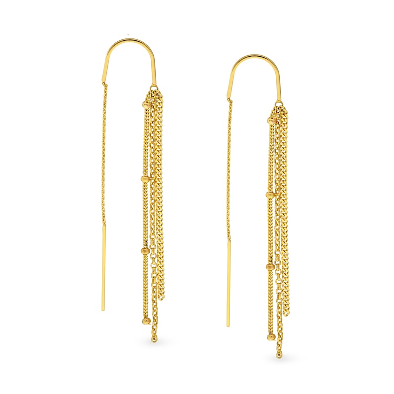 Main Image 1 of Multi Chain Threader Drop Earrings in 14K Gold