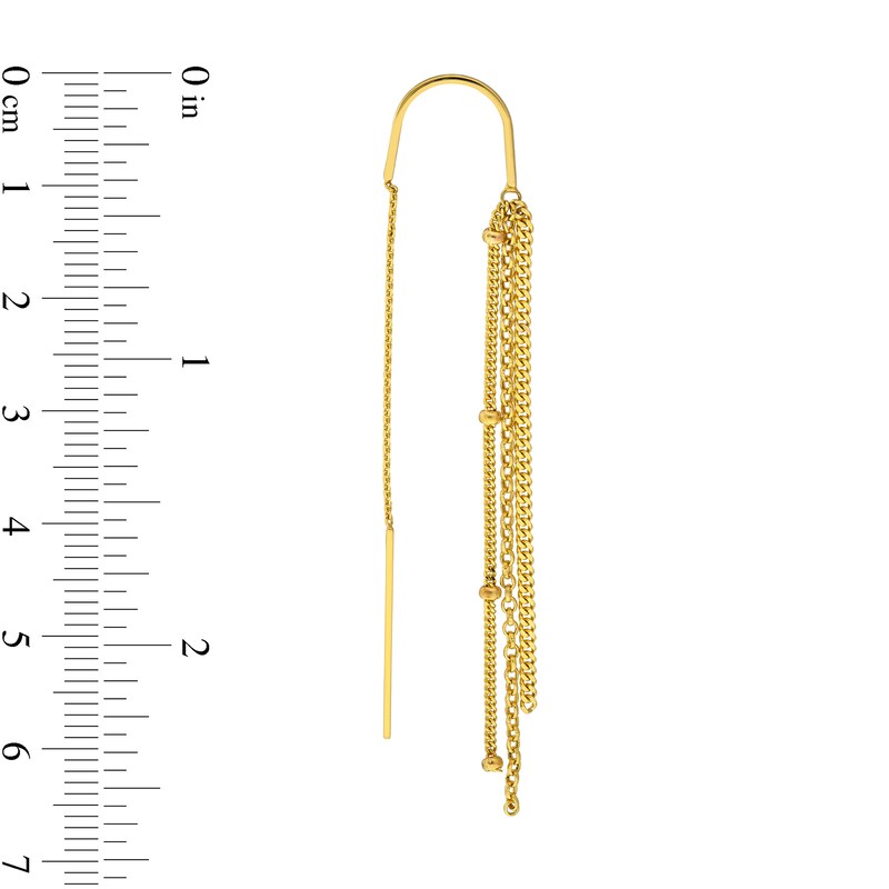 Main Image 2 of Multi Chain Threader Drop Earrings in 14K Gold