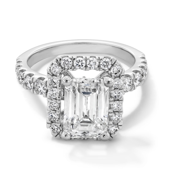4 CT. T.w. Emerald-Cut Certified Lab-Grown Diamond Frame Engagement Ring in 14K White Gold (F/Vs2)