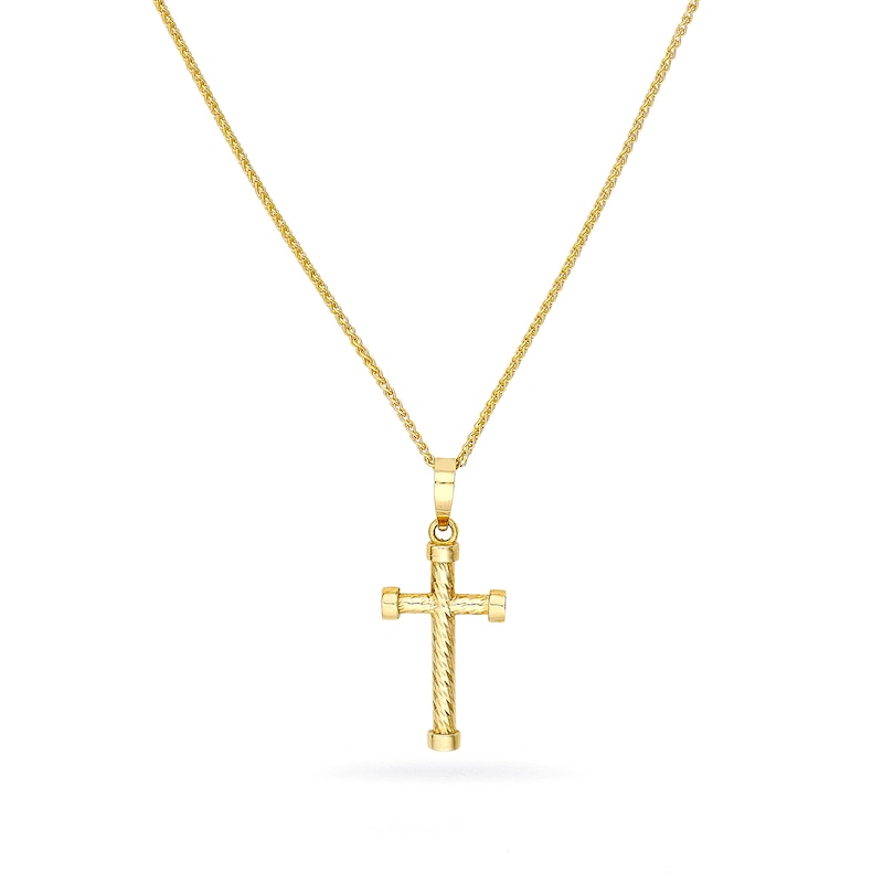 Main Image 1 of Diamond-Cut Twist Cross Pendant in 10K Gold