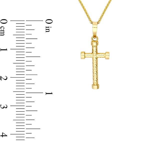 Diamond-Cut Twist Cross Pendant in 10K Gold