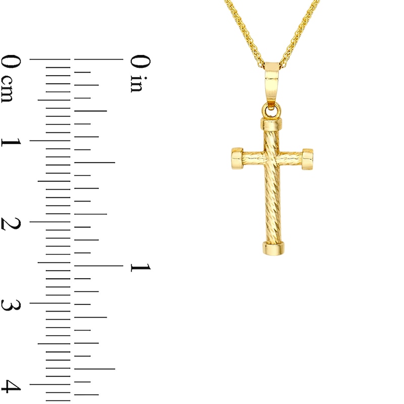 Main Image 2 of Diamond-Cut Twist Cross Pendant in 10K Gold
