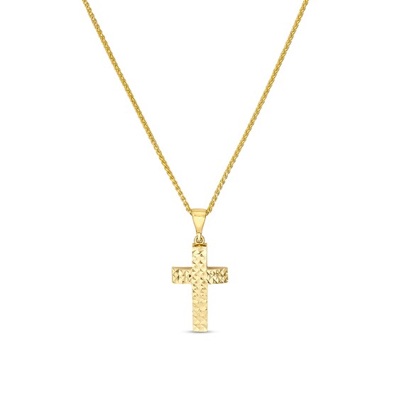 Diamond-Cut Cross Pendant in 14K Gold