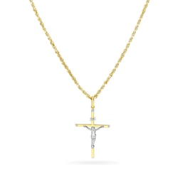 Diamond-Cut Crucifix Pendant in 10K Two-Tone Gold - 20"