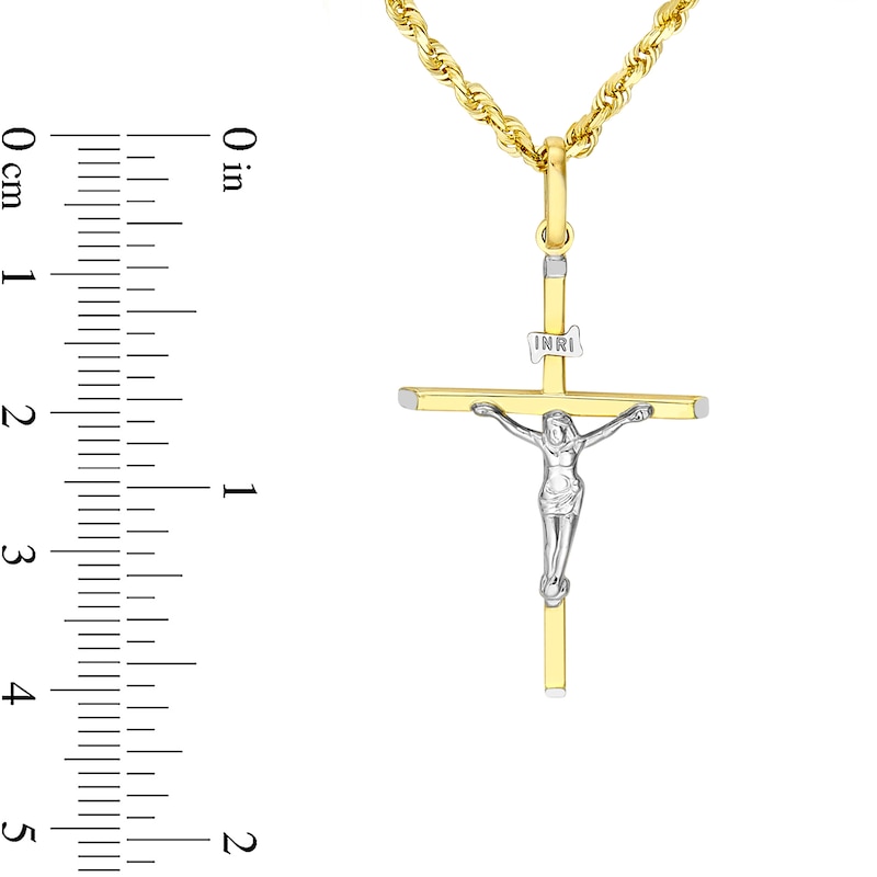 Main Image 2 of Diamond-Cut Crucifix Pendant in 10K Two-Tone Gold - 20"