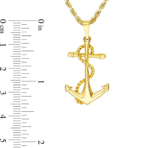 Wrapped Rope Anchor Pendant in 14K Gold - 20"