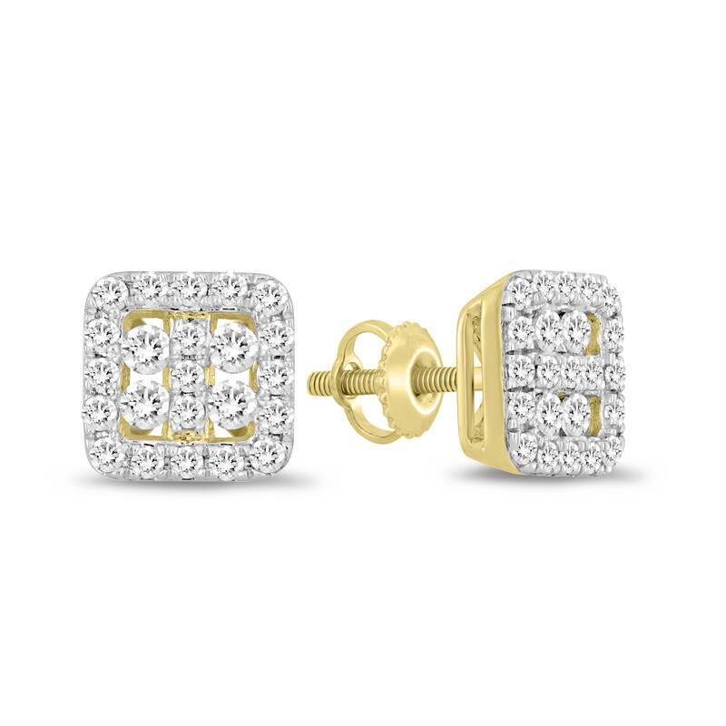 Men's 1/2 CT. T.W. Diamond Square Stud Earrings in 10K Gold Zales