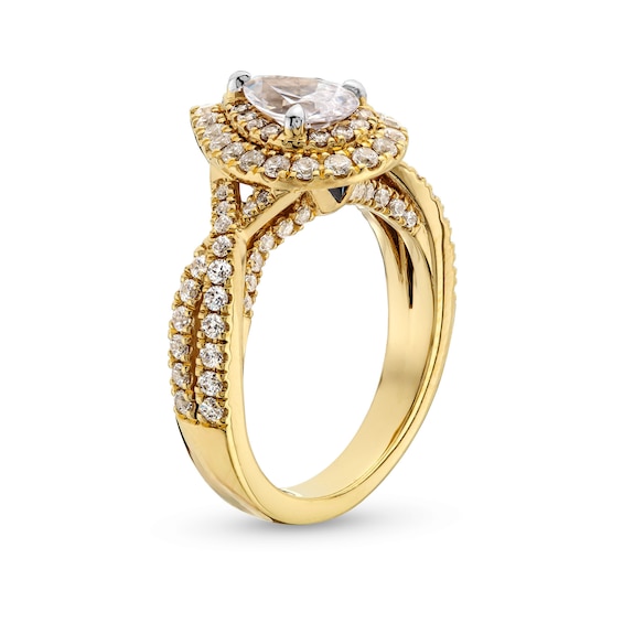 Vera Wang Love Collection 1-5/8 CT. T.w. Pear Framed Diamond Engagement Ring in 14K Gold (I/Si2)