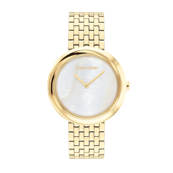 Ladiesâ Calvin Klein Gold-Tone IP Watch with Mother-of-Pearl Dial (Model: 25200321)