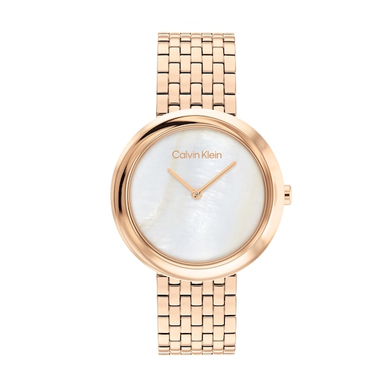 Ladiesâ Calvin Klein Rose-Tone IP Watch with Mother-of-Pearl Dial (Model: 25200322)