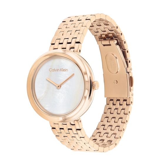 Ladiesâ Calvin Klein Rose-Tone IP Watch with Mother-of-Pearl Dial (Model: 25200322)