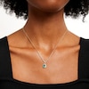 Thumbnail Image 2 of Oval Lab-Created Emerald and White Lab-Created Sapphire Frame Chain Necklace in 10K Gold - 17"