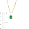 Thumbnail Image 2 of Oval Lab-Created Emerald and White Lab-Created Sapphire Frame Chain Necklace in 10K Gold - 17"