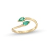 Thumbnail Image 0 of Pear-Shaped Emerald and Diamond Accent Bypass Open Wrap Ring in 10K Gold