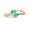 Thumbnail Image 3 of Pear-Shaped Emerald and Diamond Accent Bypass Open Wrap Ring in 10K Gold