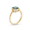 Thumbnail Image 2 of Emerald-Cut London Blue Topaz Solitaire Ribbed Shank Ring in 10K Gold