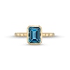 Thumbnail Image 4 of Emerald-Cut London Blue Topaz Solitaire Ribbed Shank Ring in 10K Gold