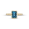 Thumbnail Image 3 of Emerald-Cut London Blue Topaz Solitaire Ribbed Shank Ring in 10K Gold