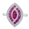 Thumbnail Image 4 of Marquise Lab-Created Ruby and White Lab-Created Sapphire Bypass Scallop Frame Ring in Sterling Silver