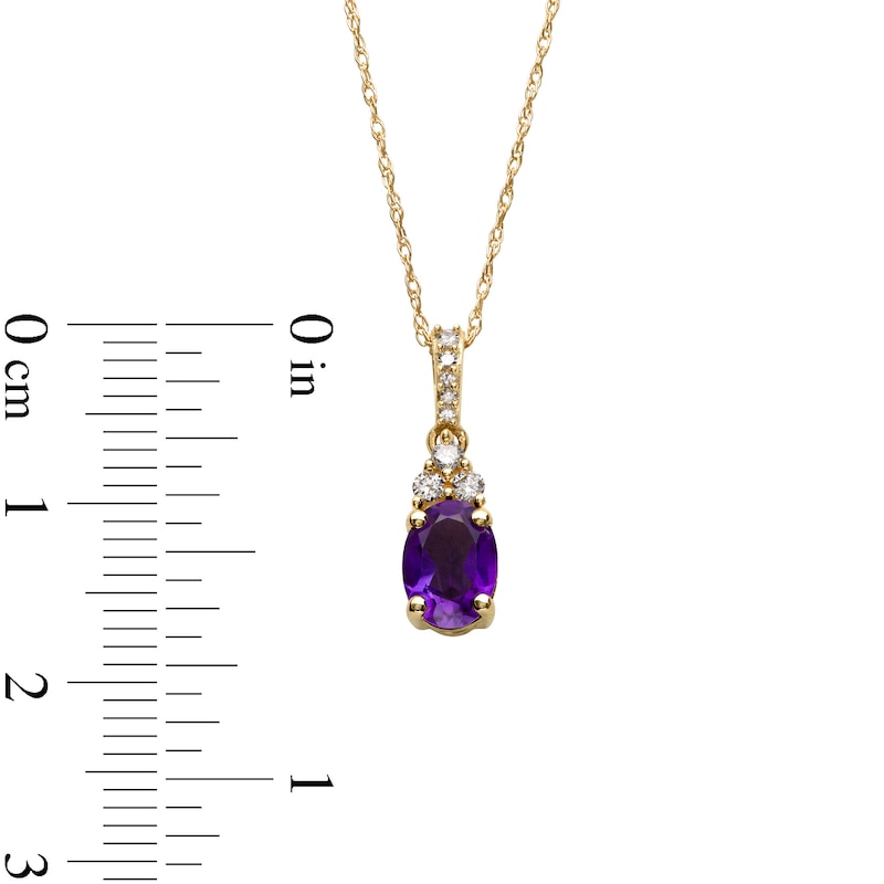 Main Image 3 of Oval Amethyst and 1/15 CT. T.W. Diamond Pendant in 10K Gold