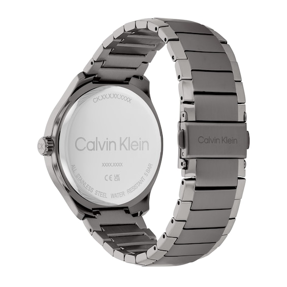 Menâs Calvin Klein Grey IP Watch with Green Dial (Model: 25200350)