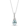 Thumbnail Image 0 of Oval Aquamarine and 1/15 CT. T.W. Diamond Pendant in 10K White Gold