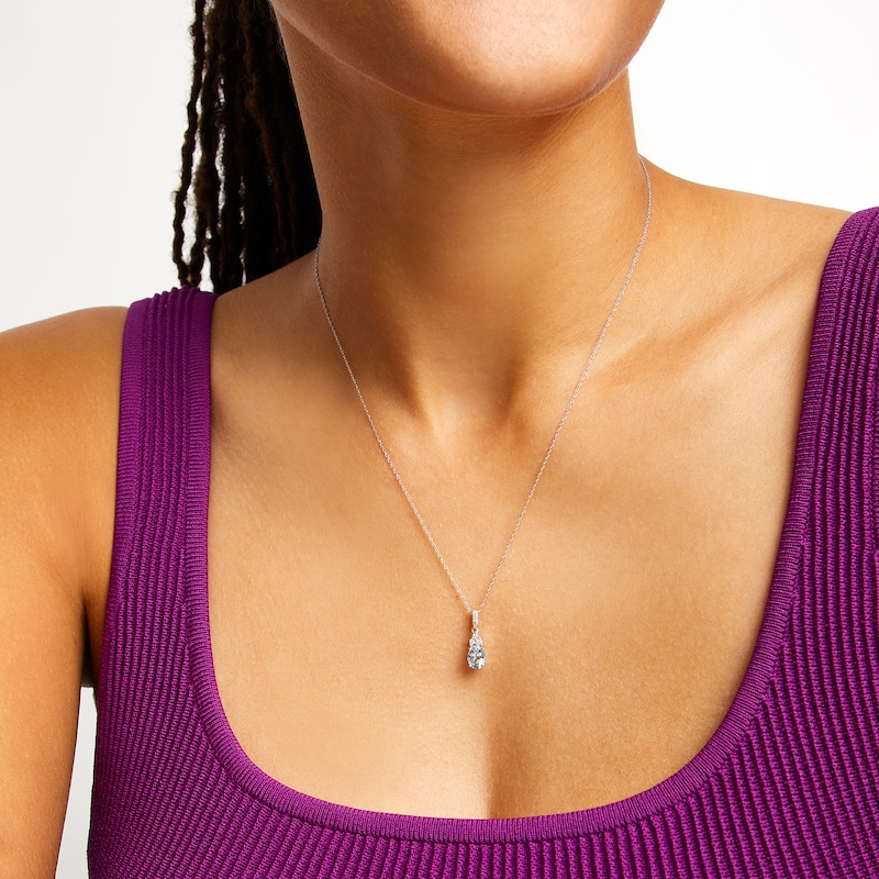 Main Image 2 of Oval Aquamarine and 1/15 CT. T.W. Diamond Pendant in 10K White Gold