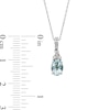 Thumbnail Image 2 of Oval Aquamarine and 1/15 CT. T.W. Diamond Pendant in 10K White Gold