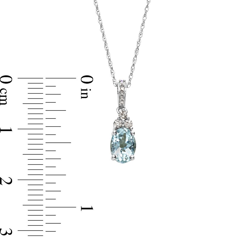 Main Image 3 of Oval Aquamarine and 1/15 CT. T.W. Diamond Pendant in 10K White Gold