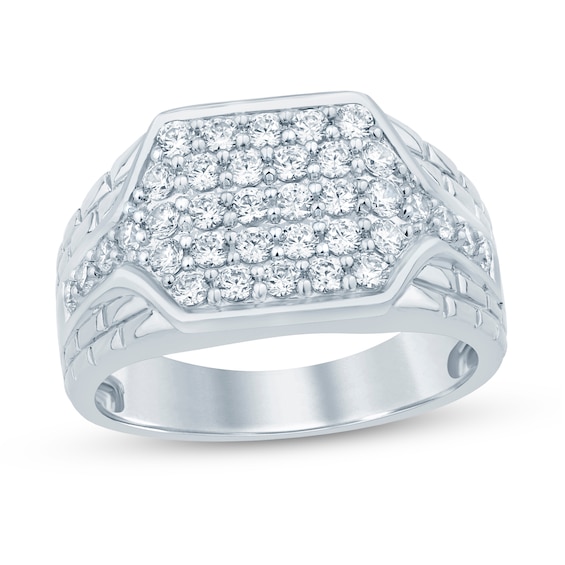 1-1/4 CT. T.w. Certified Lab-Grown Diamond Signet-Style Ring in 10K White Gold (F/Si2)