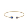 Thumbnail Image 1 of Pear-Shaped and Round Blue Lab-Created Sapphire with 1/8 CT. T.W. Diamond Open Flex Bangle in 10K Gold