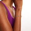 Thumbnail Image 2 of Pear-Shaped and Round Blue Lab-Created Sapphire with 1/8 CT. T.W. Diamond Open Flex Bangle in 10K Gold