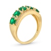 Thumbnail Image 2 of Oval Lab-Created Emerald and 1/4 CT. T.W. Diamond Column Five Stone Ring in 10K Gold