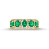 Thumbnail Image 4 of Oval Lab-Created Emerald and 1/4 CT. T.W. Diamond Column Five Stone Ring in 10K Gold