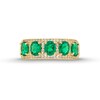 Thumbnail Image 3 of Oval Lab-Created Emerald and 1/4 CT. T.W. Diamond Column Five Stone Ring in 10K Gold