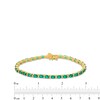 Thumbnail Image 4 of Emerald-Cut Lab-Created Emerald and White Lab-Created Sapphire Alternating Bracelet in Sterling Silver with Gold Plate