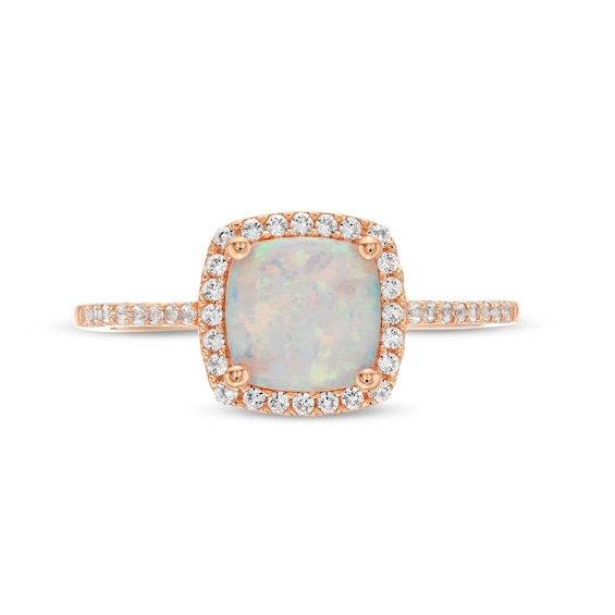 Cushion-Cut Opal and 1/5 CT. T.w. Diamond Frame Ring in 10K Rose Gold