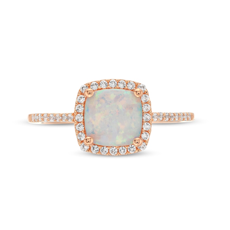 Cushion-Cut Opal and 1/5 CT. T.W. Diamond Frame Ring in 10K Rose Gold