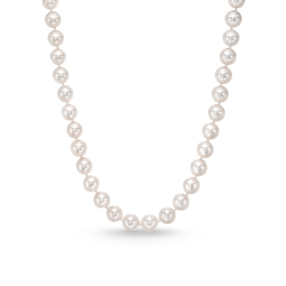6.5-7.0mm Cultured Akoya Pearl Strand Necklace with 14K White Gold Fish-Hook Clasp