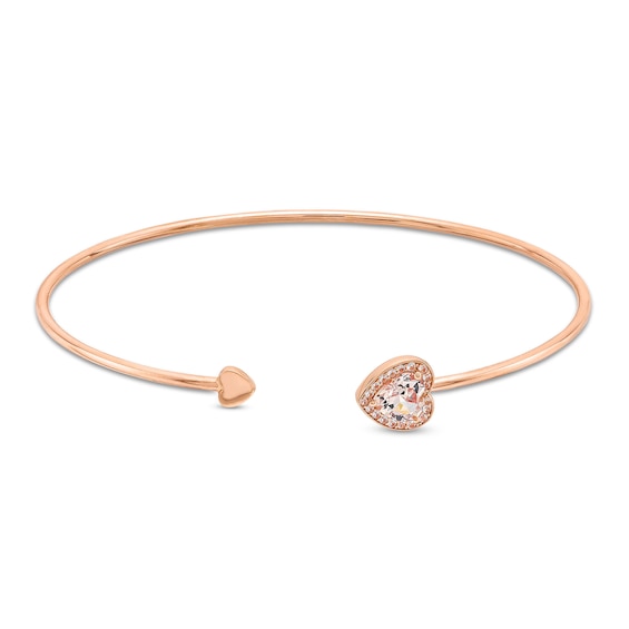 Morganite and 1/10 CT. T.w. Diamond Open Flex Bangle Bracelet in 10K Rose Gold