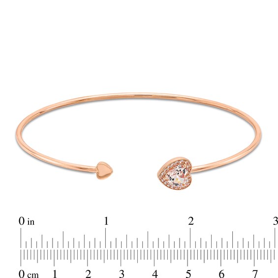 Morganite and 1/10 CT. T.w. Diamond Open Flex Bangle Bracelet in 10K Rose Gold