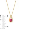 Thumbnail Image 3 of Oval Lab-Created Ruby and 1/6 CT. T.W. Diamond Teardrop Pendant in 10K Gold