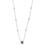 Thumbnail Image 1 of Blue Sapphire and 1/8 CT. T.W. Diamond Frame Station Necklace in Sterling Silver - 17"