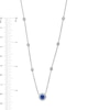 Thumbnail Image 3 of Blue Sapphire and 1/8 CT. T.W. Diamond Frame Station Necklace in Sterling Silver - 17"