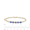 Thumbnail Image 4 of Pear-Shaped Ceylon Blue Lab-Created Sapphire Five Stone Link Chain Bracelet in 10K Gold - 7.25"