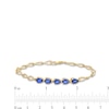 Thumbnail Image 3 of Pear-Shaped Ceylon Blue Lab-Created Sapphire Five Stone Link Chain Bracelet in 10K Gold - 7.25"